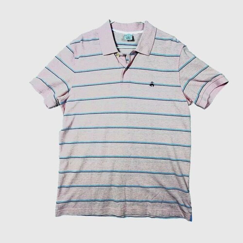 Brooks Brothers‎ Men's XL Performance Polo Shirt Short Sleeve Pink Stripes